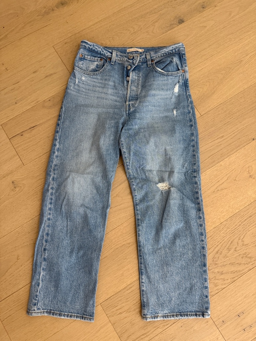 Men's Light Blue Distressed Jeans